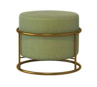 Stool Modern Linen Pouffe Ottoman Soft Tufted Round Foot Stool & Leg Rest Upholstered Footstool for Living Room Bedroom Office Stylish Shoe Change Stool Matcha Green