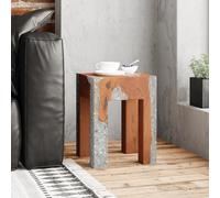Stool Multicolour Solid Teak Wood & Transparent Resin 30x30x40cm Handmade Rustic