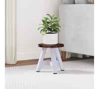 Stool Natural Mahogany Wood Distressed 22x22x24 cm Compact Rustic Seat Accent XL