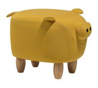 Beliani Animal Stool Piggy Pig Fabric Yellow