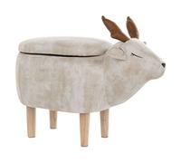 Beliani Storage Animal Stool Reindeer Reindeer Fabric Beige