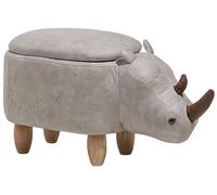 Beliani Storage Animal Stool Rhino Rhino Faux Leather Light Grey