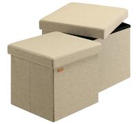 Stool set of 2 beige 38x38x38cm foldable