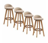 Stool Set of 4 Stools Breakfast Dining Chairs with Backrest Wooden Frame and Footrest for Bar, Counter, Kitchen and Home
