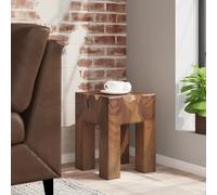 Stool Solid Teak Brown 30x30x40 cm. Handmade Rustic Wooden Footrest Side Table