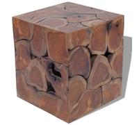 Stool Solid Teak Brown 40x40x45cm Handmade Pair Rustic Side Table Versatile Set