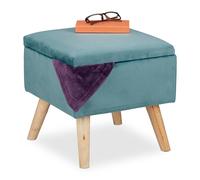 Stool with storage space Velvet Pouffe Square Footstool 120 kg Storage Stool