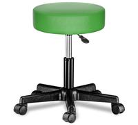Stool with Wheels Green Faux Leather