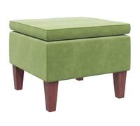Stool with Wooden Legs Light Green Velvet Padded 52 x 52 x 42 cm Stool Footstool Foldable Space-Saving for Kitchen Balcony Garden Outdoor as Step Stool and Guest Chair