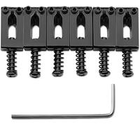 STOOLA Guitar Bridge Saddle Set with Spring Screws Wrench, Compatible with Fender Stratocaster and Telecaster Electric Guitars, 6Pcs (Black)