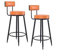 Stools PU Leather Seat with Backrest, High Stools Supported Black Metal Legs Breakfast Counter Chairs for Bar, Counter, Kitchen, Home and Commercial Use
