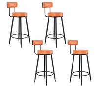 Stools PU Leather Seat with Backrest, High Stools Supported Black Metal Legs Breakfast Counter Chairs for Bar, Counter, Kitchen, Home and Commercial Use, 75cm, 4 Packs