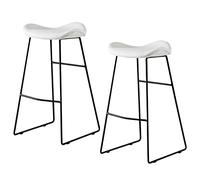 Stools Set of 2 PU Leather Barstool High Back Upholstered Barstools Bar Stool Chairs for Dining Room/Home Bar/Kitchen (White)