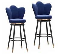 Stools Set of 2 - Swivel Velvet Seat Chairs with Backrest Breakfast Kitchen Counter Islands Metal Legs Barstools High Stools - 6 Colours Available