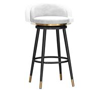 Stools Velvet Soft Cushion Barstools Swivel Bar Chairs with Metal Legs and Footrest, Counter Height Stool for Pub Coffee Home Dinning Kitchen Island (C-white-1ps,65cm)