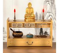Stoolzfaid Buddhist Altar Table,Shrines Offering Table,Handmade Tiered Puja Tables,Altar Tables With Storage,Chinese Style Buddhist Cabinets,Bamboo,With Drawer,For Prayers Worships