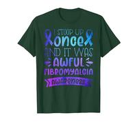 Stoop Up One and It was Awful | Fibromyalgia Awareness T-Shirt, Men, Dark Green, 3X-Large