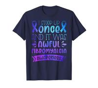Stoop Up One and It was Awful | Fibromyalgia Awareness T-Shirt, Men, Navy Blue, 5X-Large