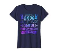 Stoop Up One and It was Awful | Fibromyalgia Awareness T-Shirt, Women, Navy Blue, X-Small