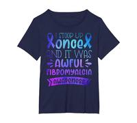 Stoop Up One and It was Awful | Fibromyalgia Awareness T-Shirt, Women's Plus, Navy Blue, 5X