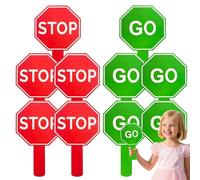 Stop and Go Sign, Traffic Control Paddle, Double-Sided Warning Board, Waterproof with Handle, 10-Pack, Safety Tool for Parking, School Zones, Kids Activities and More