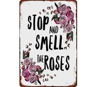 Stop And Smell The Roses Garden Metal Tin Sign Posters Bar Pub Home Decor Cafe Pub Vintage Garage Cave Retro Plaque 8x12 Inch