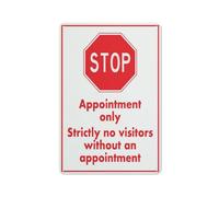 Stop Appointment Only Strictly No Visitors Without An Appointment Sign Warning Sticker-Security Sign Outdoor Sign 12 X 8 Inches