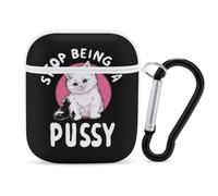 Stop Being A Pussy Slim Headphone Case Shockproof with Hook White-style