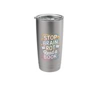 Stop Brain Rot Read A Book Bookworm Reader - Stainless Steel Insulated Tumbler