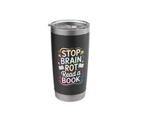 Stop Brain Rot Read A Book Bookworm Reader - Stainless Steel Insulated Tumbler