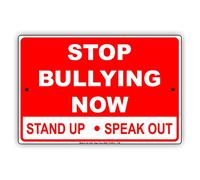Stop Bullying Now Stand Up Speak Out Warning Notice Plate Aluminium Hanging Metal SignTin Sign 8X12 Inches