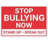 Stop Bullying Now Warning Metal Sign Tin Signs Aluminum Sign for Outdoors Use Yard Farm Fence Home Wall Decor 12x16 inch