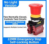 Stop Button Switch LA36M 22mm for Red Mushroom Head Momentary Start Switch Self-Locking Safety Device for Machinery 400V(E)