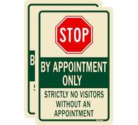 STOP BY APPOINTMENT ONLY sign STRICTLY NO VISITORS WITHOUT AN APPOINTMENT 12X8 inches Warning Sign Safety Sign for Home Outdoor Garden 2 Pack