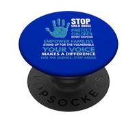 Stop Child Abuse Protect Children Awareness Wearing Blue PopSockets Adhesive PopGrip