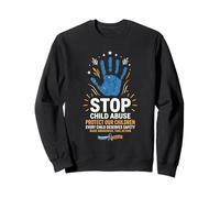 Stop Child Abuse Protect Children Awareness Wearing Blue Sweatshirt
