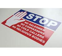 Stop Cold Calling Door Sticker - No Cold Callers - No Religious Groups - No Salesmen - Fully Weatherproof Sign by The StickerShop