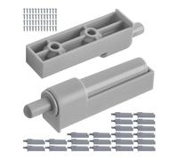Stop Damper with Linear Adapter, 24 Pack, in Grey, Furniture Door Damper for retrofitting Soft-Close Cabinet Doors, 53 x 19 x 16 mm Push Opener housing, 21 mm Hole spacing, Screw-on Window Damper