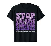 Stop Domestic Violence End Silence Awareness Purple Ribbon T-Shirt