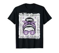 Stop Domestic Violence End Silence Awareness Purple Ribbon T-Shirt