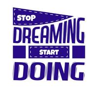 Stop Dreaming Start Acting Inspirational Wall Stickers Paster Paper 42x42.7cm Can Modify and add Information DarkBlue