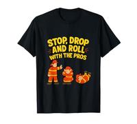 Stop Drop and Roll Firefighter Safety Graphic Design T-Shirt