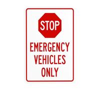 Stop Emergency Vehicles Only Metal Warning Sign with Easy Install for Indoor Outdoor Security, Business Office Home Garden Street Decor 20 x 30 cm