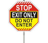 Stop Exit Only Do Not Enter Signs Octagon Shaped Traffic Road 12" x 12" with 35" Long Metal Stake Street Lawn Driveway Stand Aluminum Outdoor Use Yard Business Home