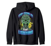 Stop Fixing Us Start Listening Autism Neurodiversity Minds Zip Hoodie