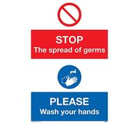 STOP germs PLEASE wash your hands sign - Plastic Rigid 3mm