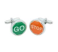 Stop/Go Cufflinks - Onyx Art CK907 Traffic Light Yes No Novelty Cufflinks In Premier Life Packaging