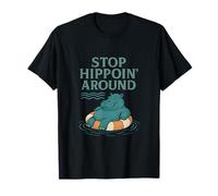 Stop Hippoin’ Around Hippo Pool Summer Graphic T-Shirt