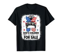 Stop Human Trafficking Awareness Messy Bun USA Flag Save Kid T-Shirt
