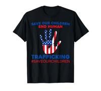 Stop Human Trafficking Awareness Save Our Children USA Flag T-Shirt